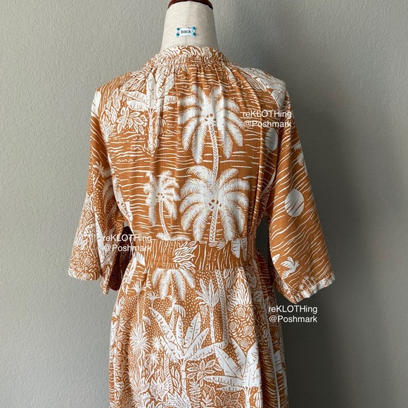 🛍H&M Kaftan Linen-blend Terracotta Midi Maxi Dres - Picture 10 of 16